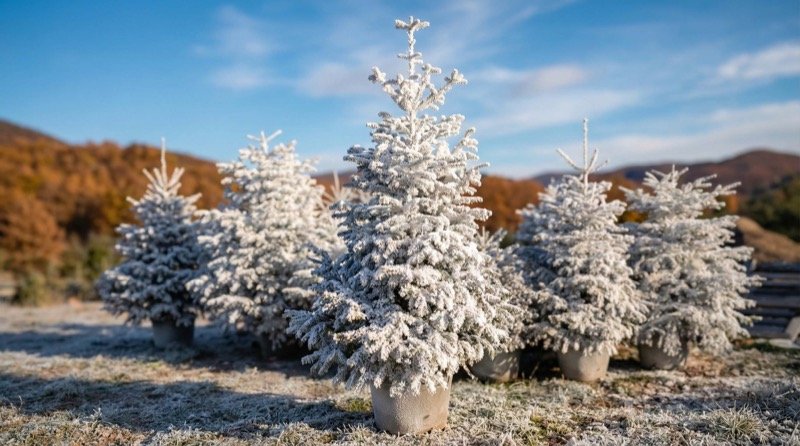 Παγωμένα έλατα με φθινοπωρινά βουνά