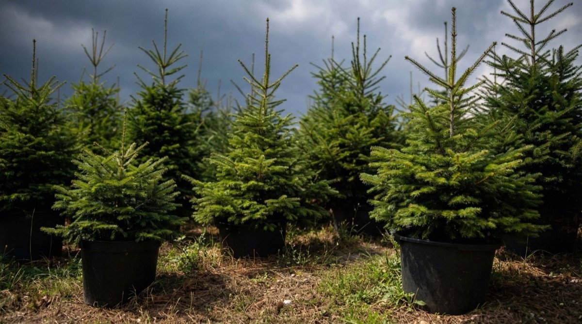 Σειρά κομμένων χριστουγεννιάτικων ελάτων